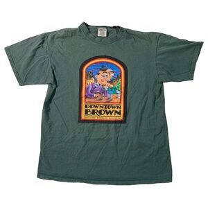 Vintage 90’s Downtown Brown Eureka Brewing Art Shirt Mens L Single stitch Coast